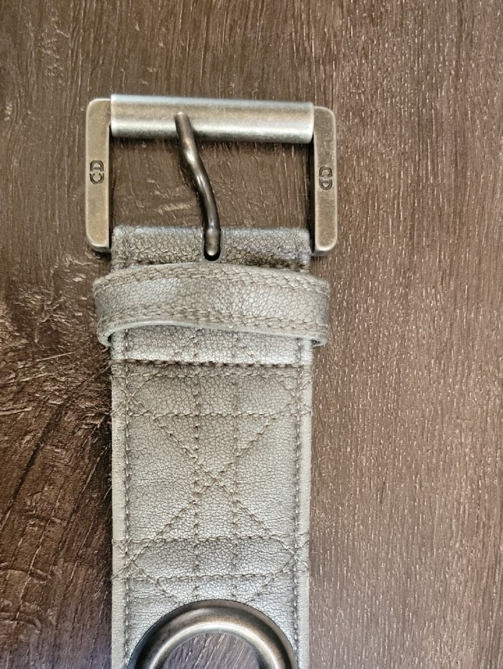 Dior White Leather Belt with Large Silver Eyelets